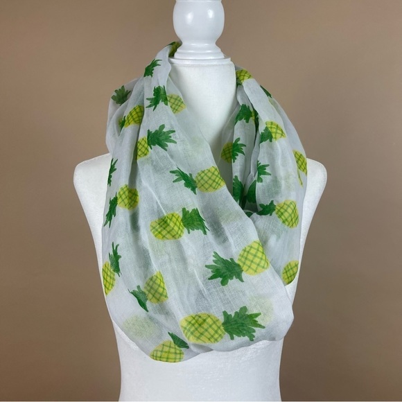 Pineapple Lightweight Spring Flowy Loose Infinity Scarf Summer Tropical Fruit - Picture 1 of 4